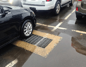 storm drain in parking lot